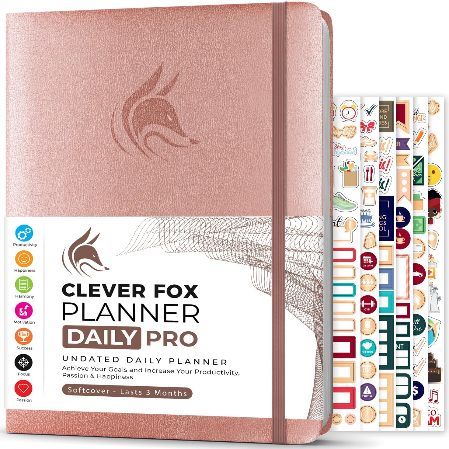 Planner Daily PRO - 8.5 x 11" A4 Size Daily Life Planner and Gratitude Journal to Increase Productivity, Time Management and Hit Your Goals - Undated - Lasts 3 Months (Rose Gold)