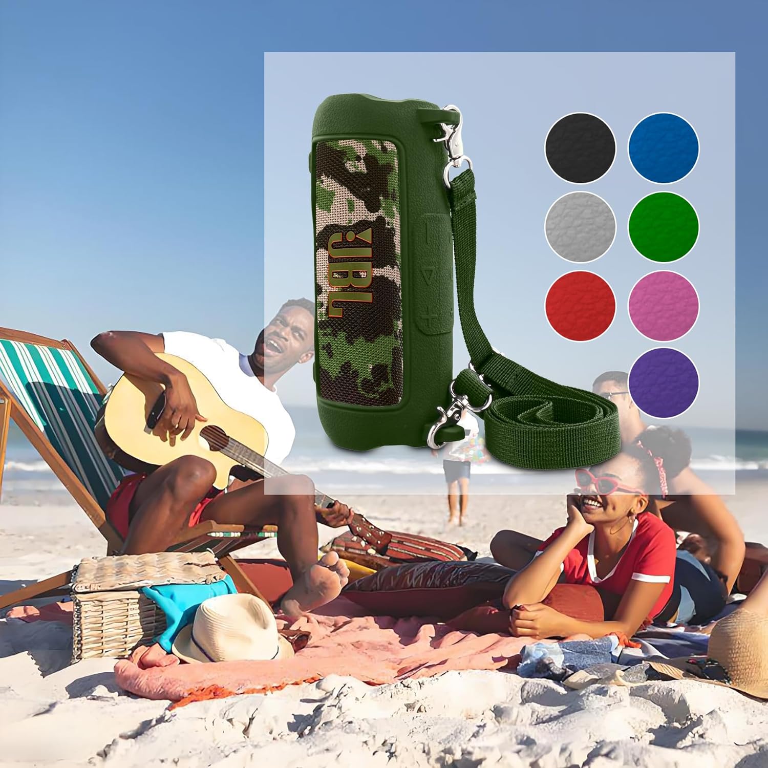 co2CREA Silicone Case for JBL Flip 7 Portable Waterproof Speaker, Portable Travel Soft Cover with Shoulder Strap, Protective Skin Case (Army Green Cover Only) - Image 8