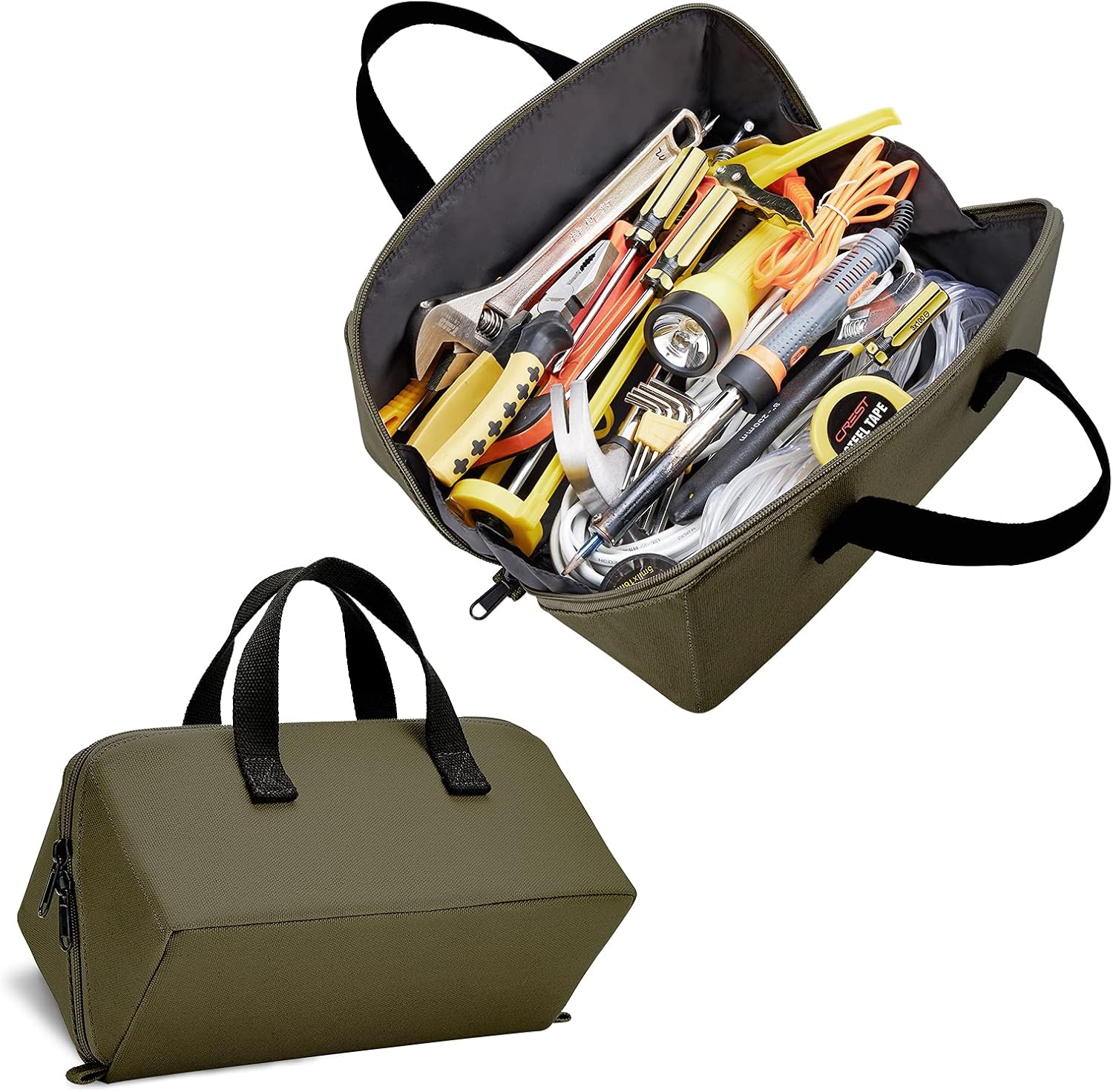 KALIDI Portable Canvas Tool Bag Zipper Pouch Multi Tool Organizer Open