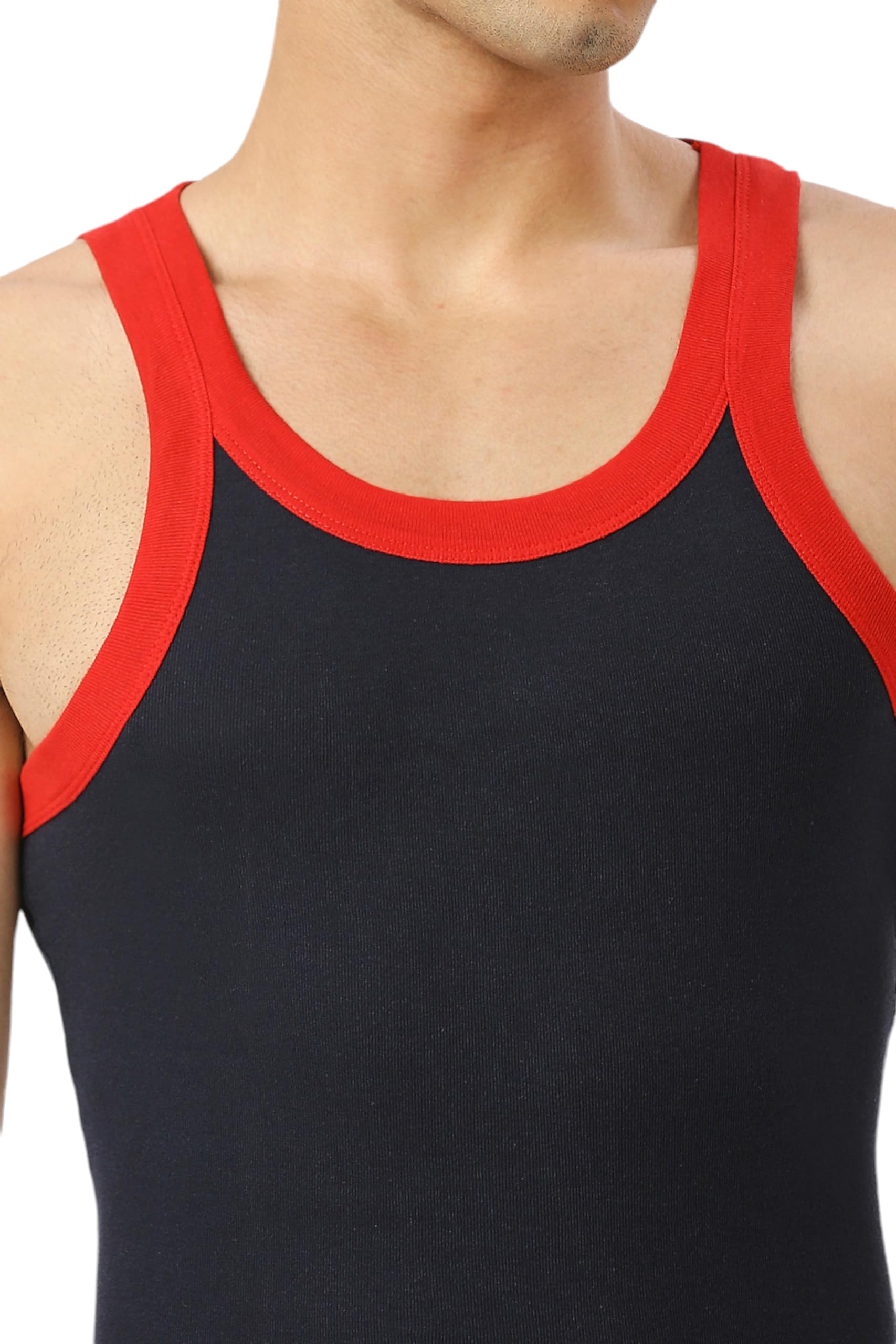 Frenchie® Flex Men's Combed Cotton Rib Gym Vest | Sporty Vest for Men | Stretchable, Breathable Inner Vest | Combo Pack of 2 - Navy (XL) 4