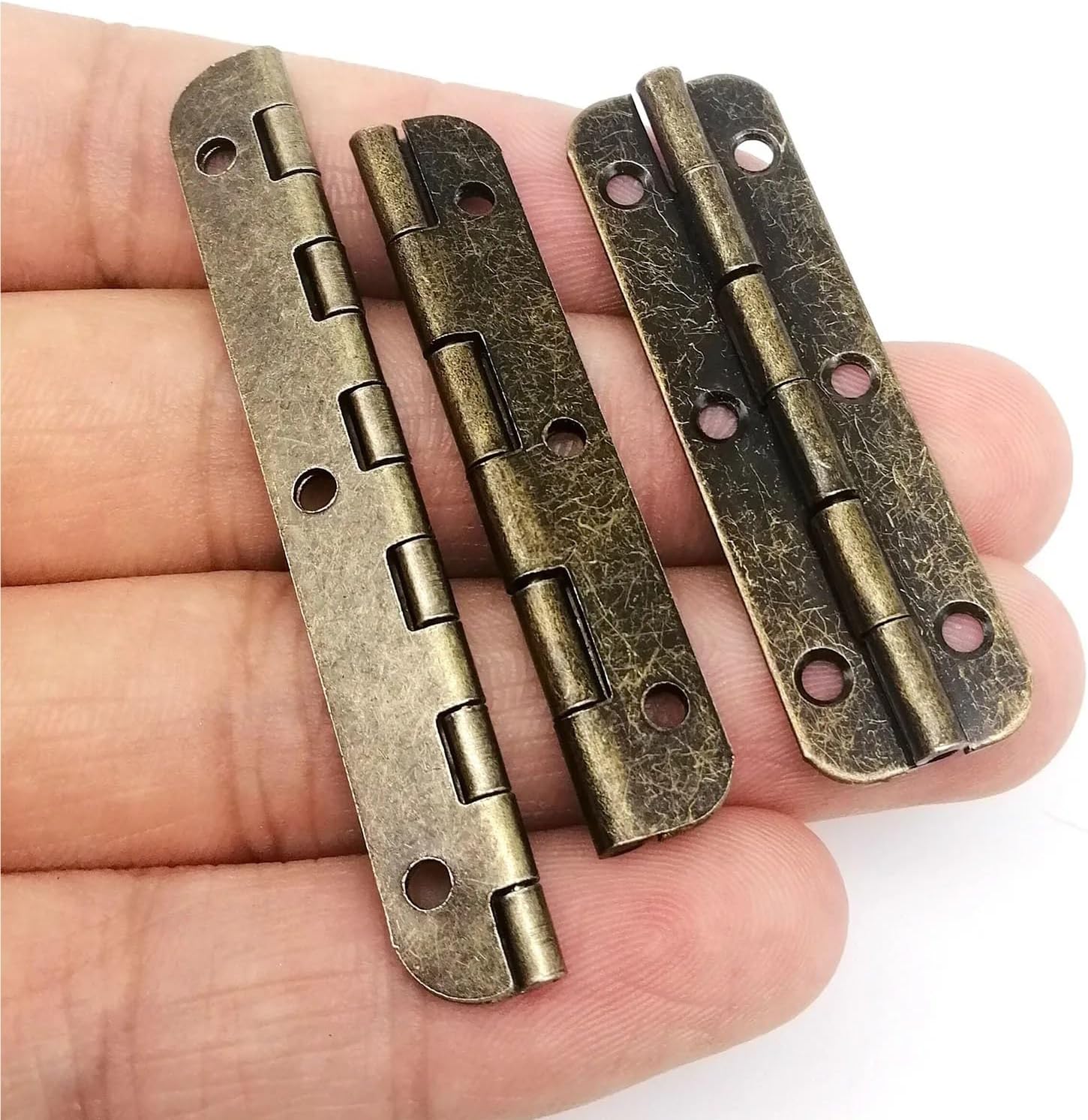 ネジ付き拡張15x50/65mmアンティーク真鍮ヒンジ5個(15x50mm)。