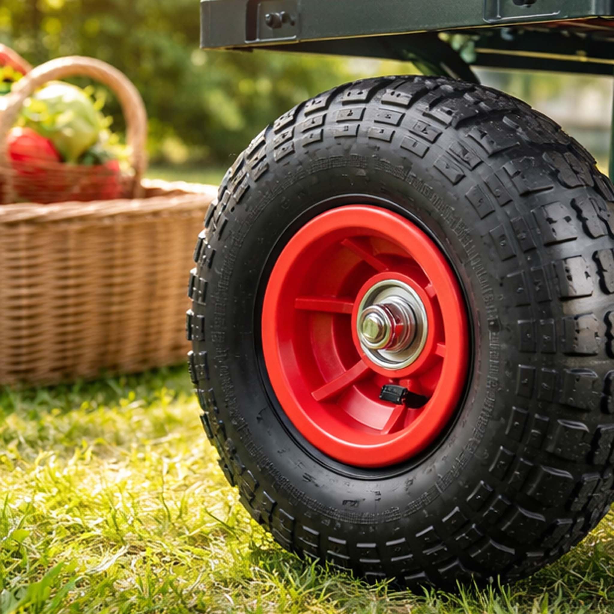 Wiltec Rad 4.10/3.50-4 85 x 250 mm 136 kg, Schubkarren Komplettrad mit Kunststofffelge, Winkelventil, Luftreifen für Sackkarre, Bollerwagen u.a