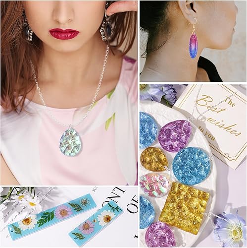 Miniatura 4 de LET'S RESIN Suministros para hacer joyas de resina epoxi, kits y moldes de resina incluye flores secas, tinte de resina, cadena de collar, kit de