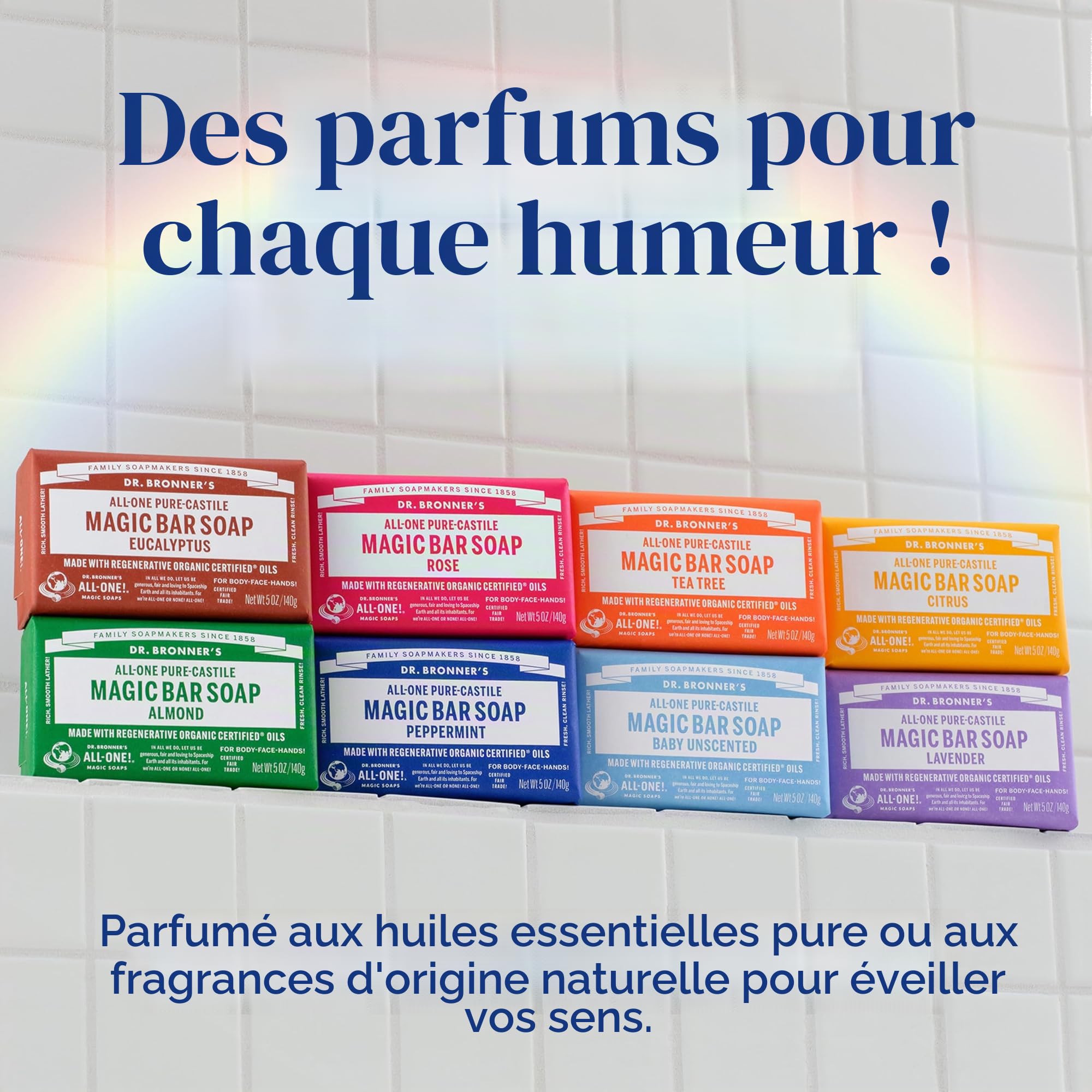 Dr. Bronner - Savon magique de «Pure-Savon de Castille, All-un bébé-doux, Bars 5 onces non parfumées (pack de 6)