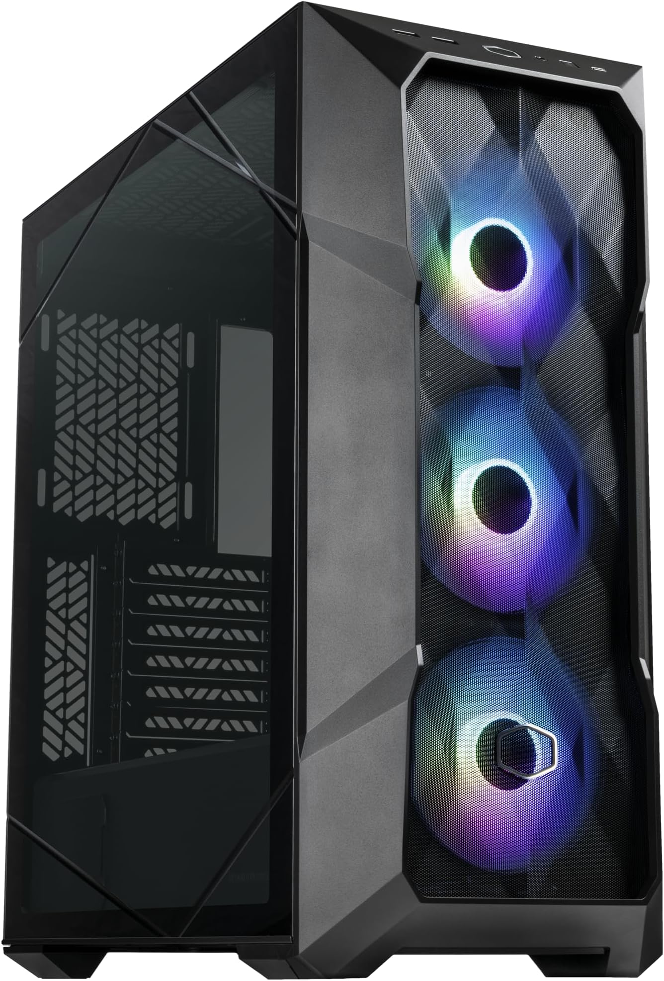 TD500 Mesh V2 Airflow ATX Mid-Tower Case, Polygonal Mesh, Crystalline Tempered Glass, Removable Top Panel, 3X Customizable 120mm PWM ARGB Fans, USB Gen 2 Type C (TD500V2-KGNN-S00)