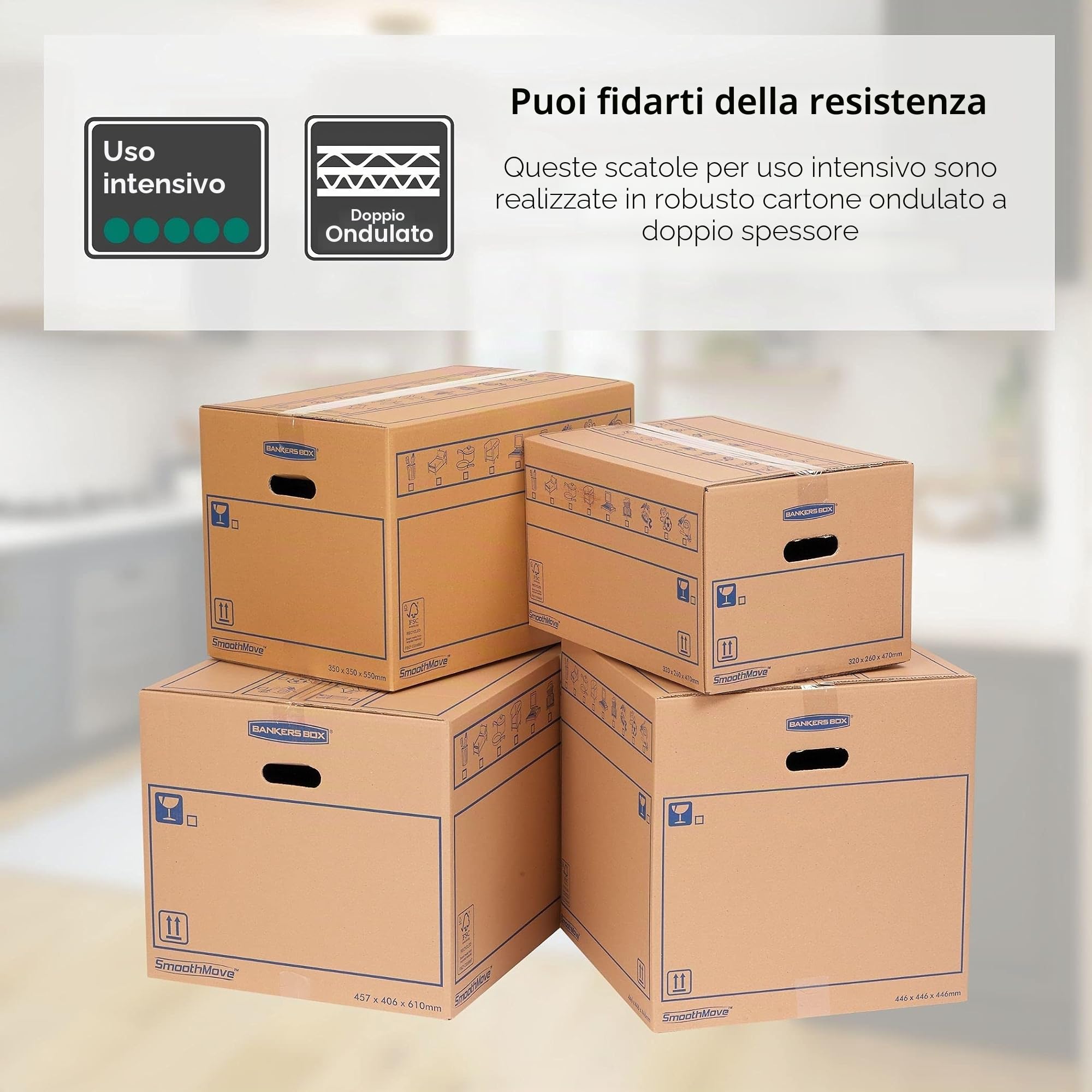 Bankers Box 6207301 Scatola per Traslochi, 35 x 25 x 55 cm, Confezione da 10 pezzi