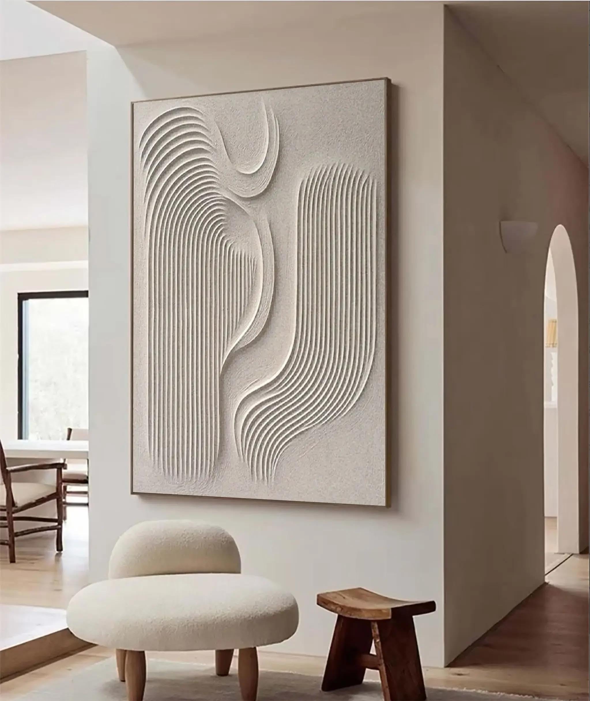 LZJAGXX Cuadro de gran textura beige cuadro abstracto，Impresión sobre lienzo， arte de pared Wabi Sabi, decoración de pared moderna minimalista, 80 x 120 cm, sin marco