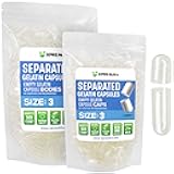 Gelatin Size 3 Separated Capsules - 500 Count Clear Empty Capsules Separated in Bags - Size 3 Gelatin Pills Fillable Gel Caps for Do-It-Yourself Supplement Filling