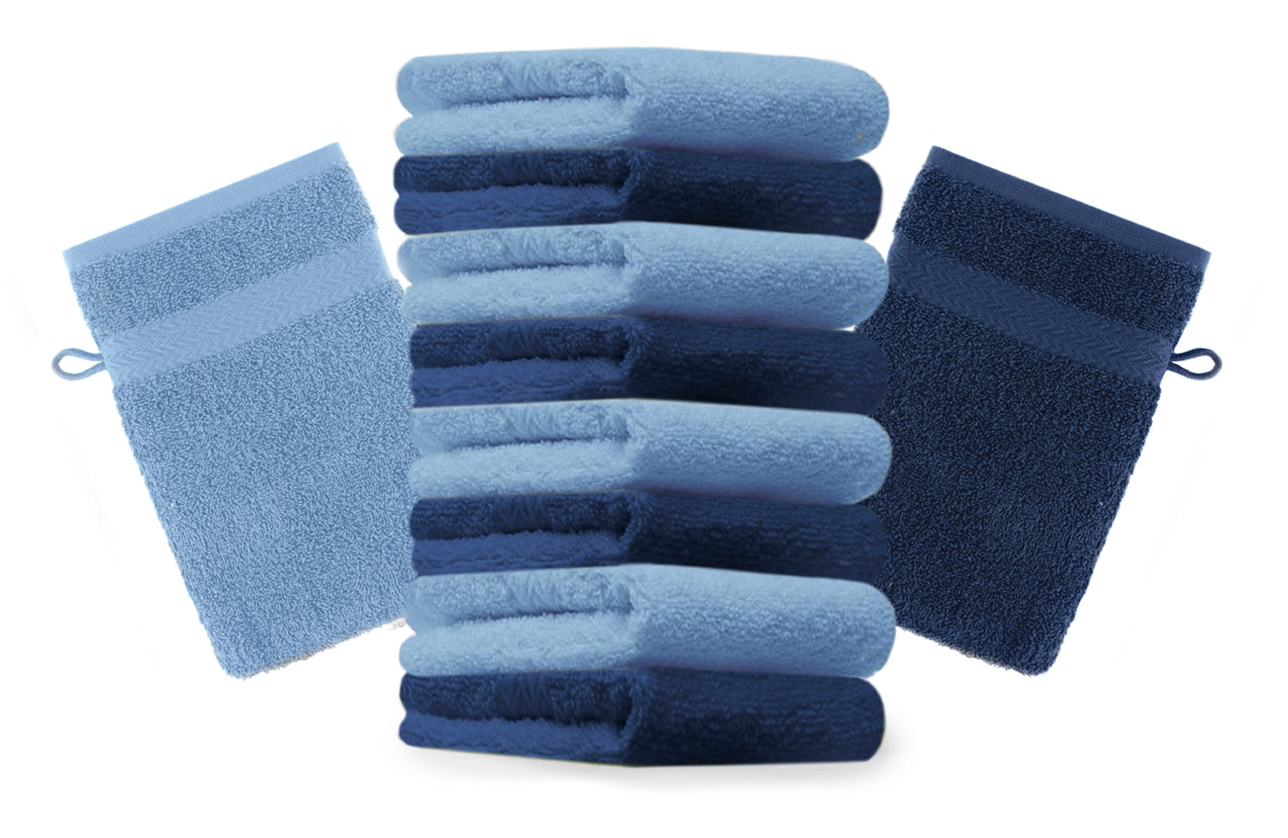 Set Di 10 Guanti Da Bagno In Cotone – 16x21 Cm, Rosa Antico E Grigio Antracite, Premium