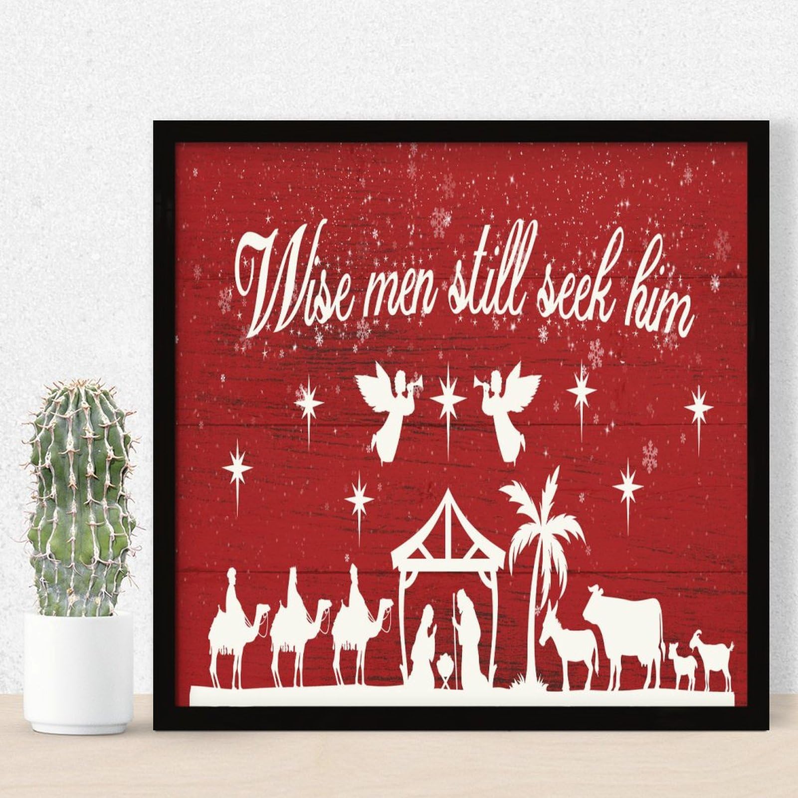 Panneau mural amusant en bois Merry Christmas Oh Holy Night de 30cm