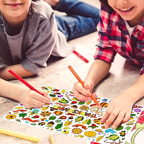 Miniatura 4 de 100 manteles individuales de papel para colorear de Acción de Gracias de 11 x 14 pulgadas, colorea tus propios manteles individuales desechables de