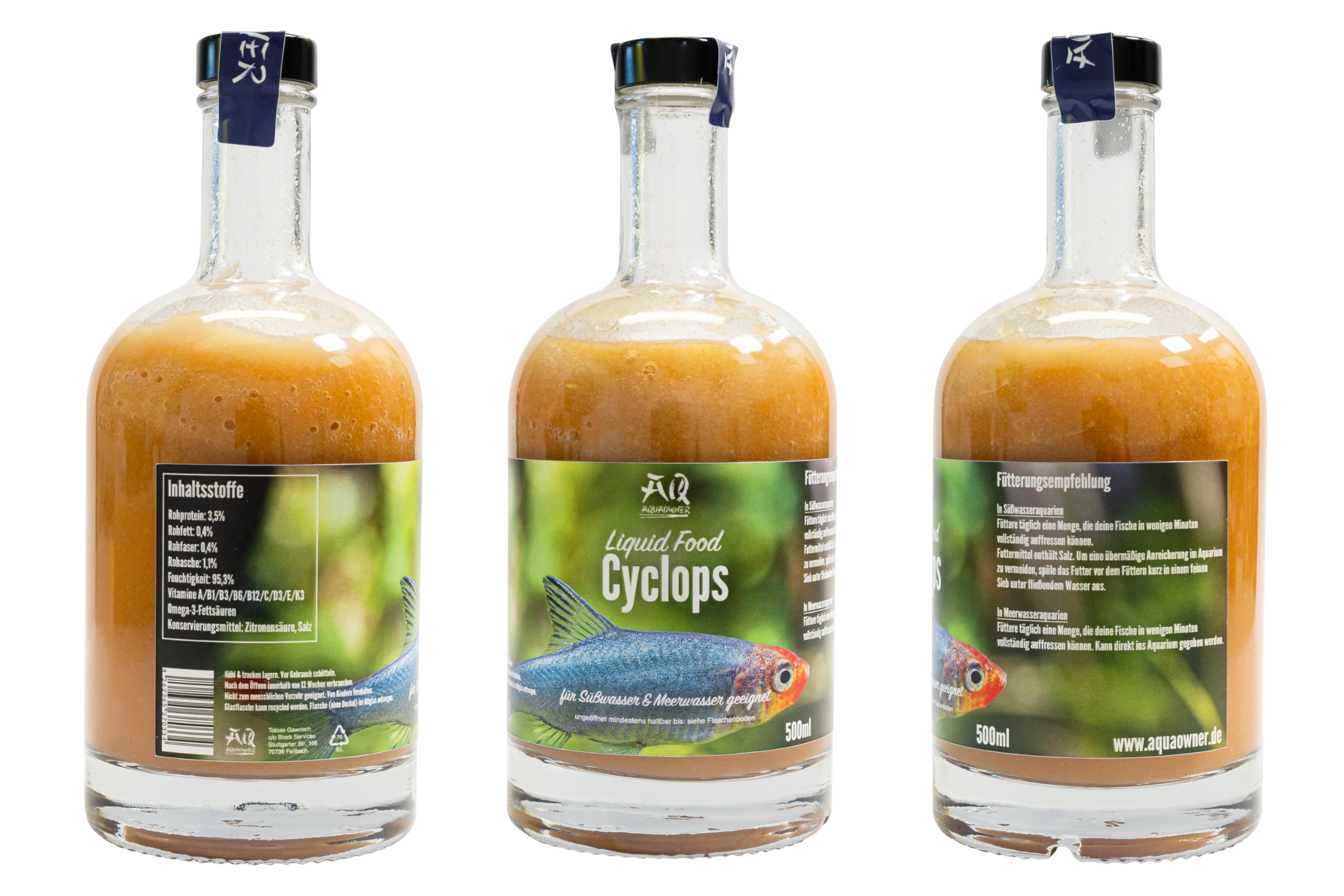 AquaOwner Liquid Food Cyclops (500ml) Fischfutter Korallenfutter für Süßwasser & Meerwasser