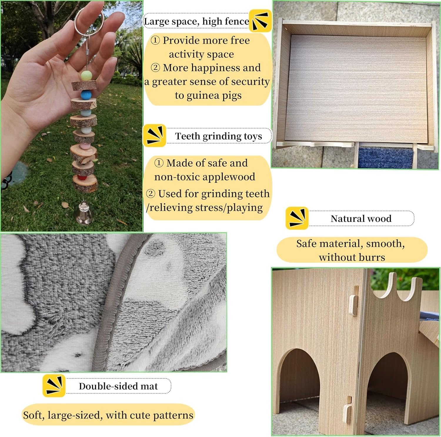 Casa de Conejillo de Indias con Escaleras Y Esteras, Accesorios De Jaula De Hamster Extraíble