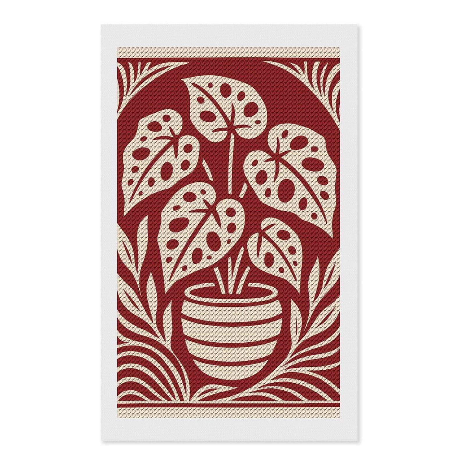 Junmoney Monstera Plant in Pot Illustration DIY Diamond Art Canvas Kit 12"x20", Winter Craft, Mindful Craft Project, Aesthetic Room Decor, Decor Project