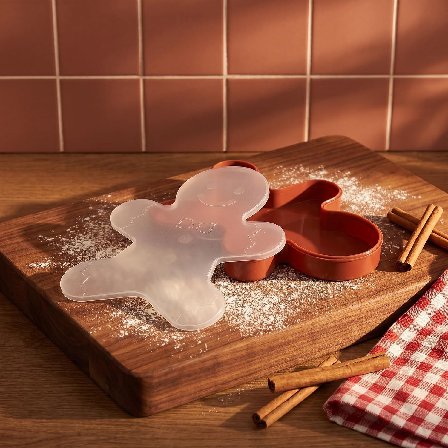 Zerodeko Christmas Serving Tray Plastic, Gingerbread Man Storage Container