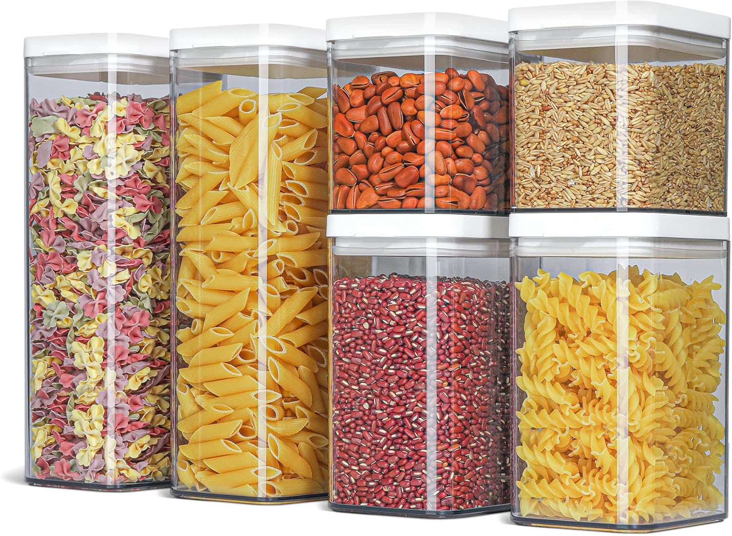 ComSaf Plastic Canister with Lids(24oz/37oz/64oz) Set of 6, Tall