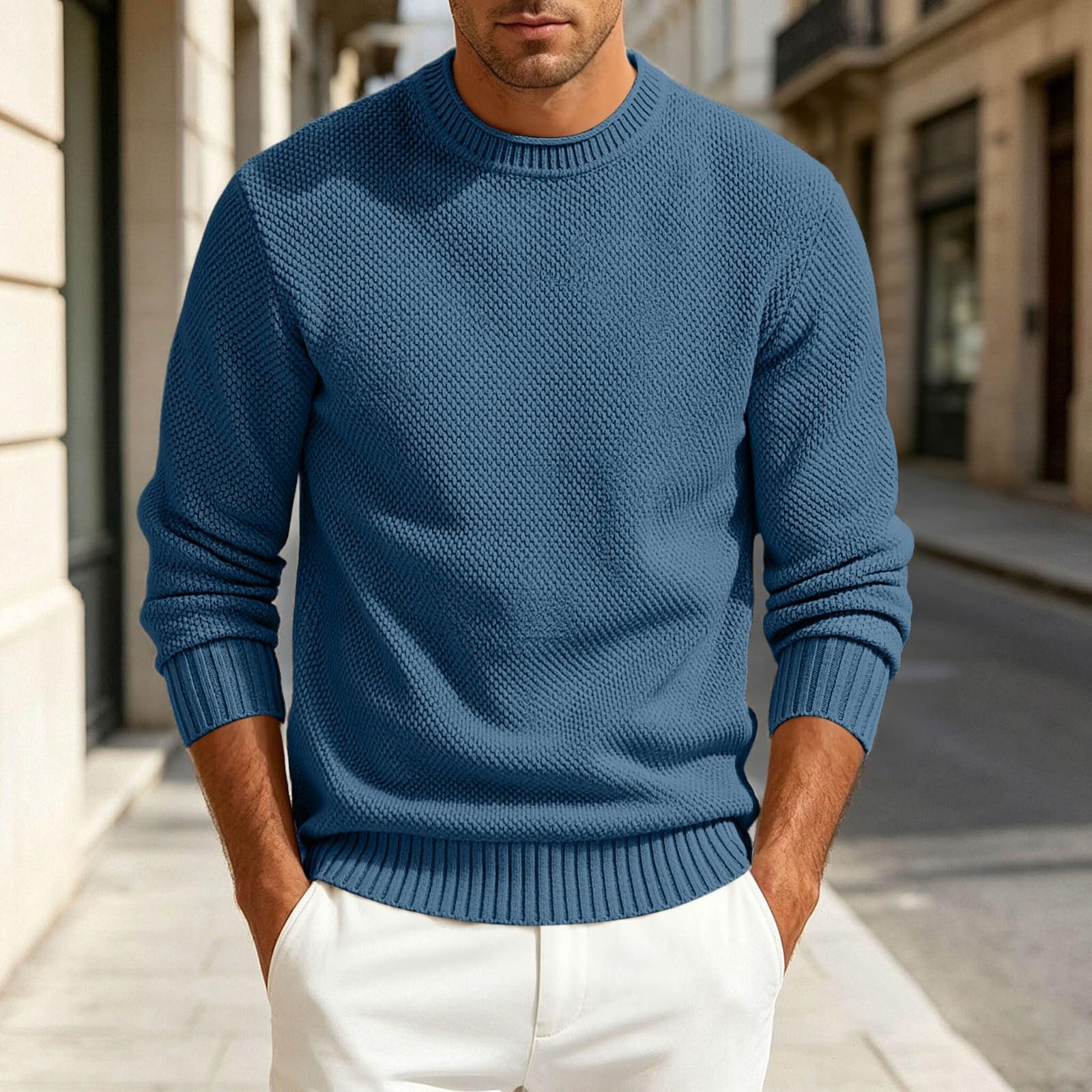 Suéter Punto Cuello para Hombre, Abrigo Informal Manga Larga, para Invierno