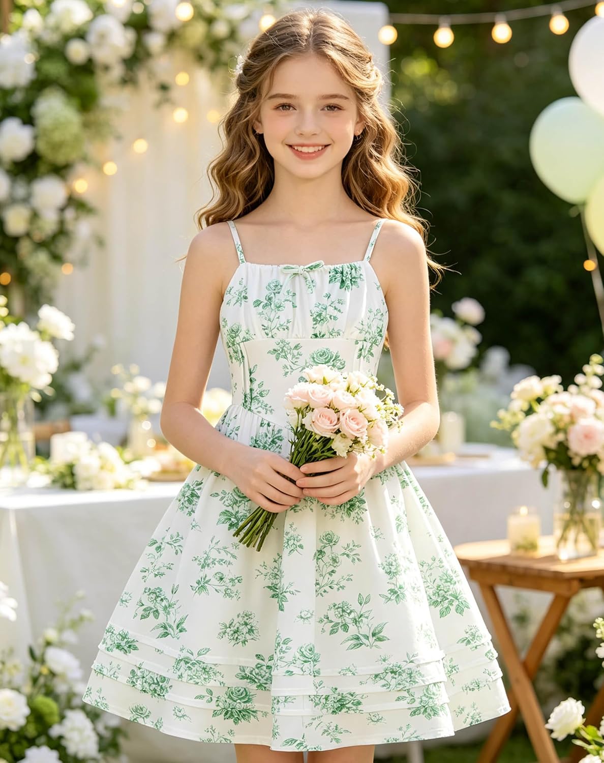 ALISISTER Girls Dress A Line Tween Dresses with Cardigan 7-14Y Sundress Set