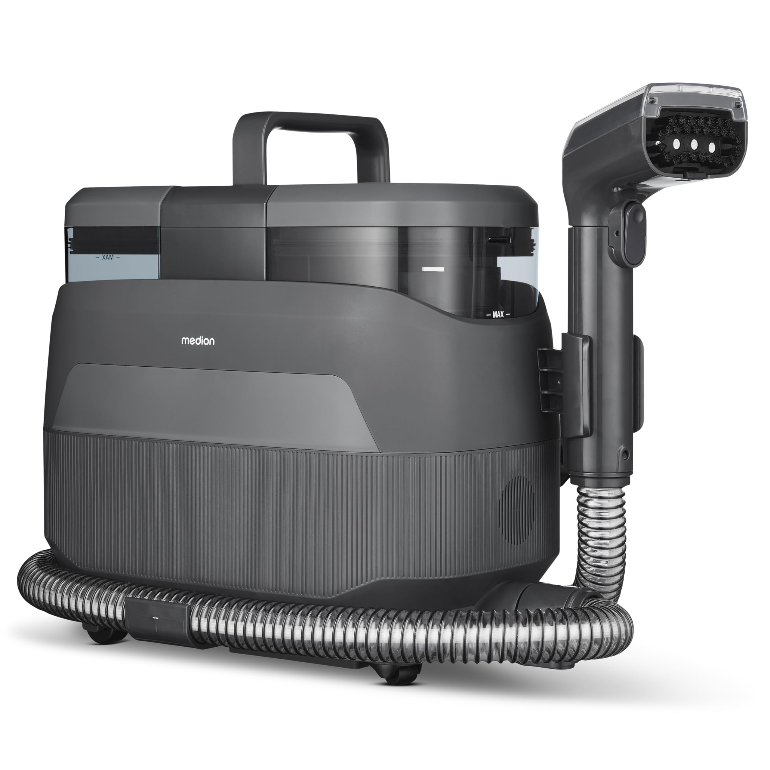 MEDION X10 UC Nettoyeur de tissus injecteur extracteur (Aspirateur eau pour tissus, moquettes et sièges auto, eau froide, eau chaude, vapeur, réservoir d'eau propre et d'eau sale, embout pour vitres,