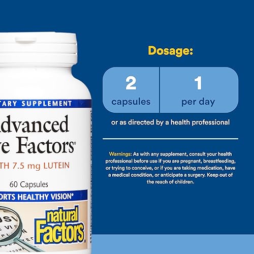 Miniatura 3 de Natural Factors, Advanced Eye Factors, Antioxidant Support for Healthy Vision with Lutein and Zeaxanthin, 60 Capsules
