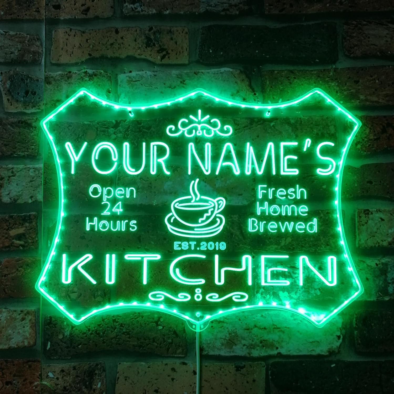 ADVPRO Personalized Your Name Kitchen Coffee RGB Dynamic Glam LED Sign - Cut-to-Edge Shape - Smart 3D Decoration - Multicolor Signage st06s64-fnd-pc1-tm-c