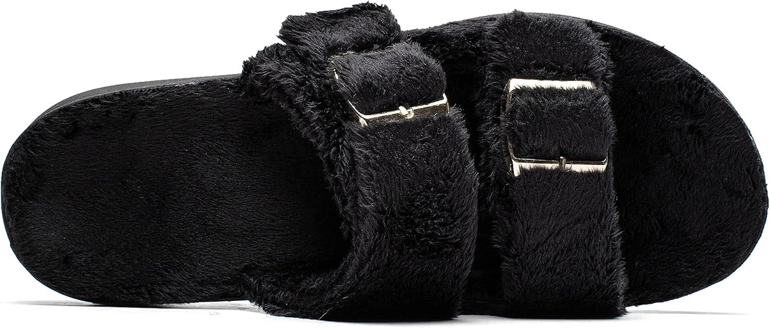 SOLLBEAM Womens Plantar Fasciitis Women's Fuzzy House Orthopedic Slippers Open Toe Orthopedic Arch Support Orthotic Heel Cup sandals Indoor Outdoor - Image 5