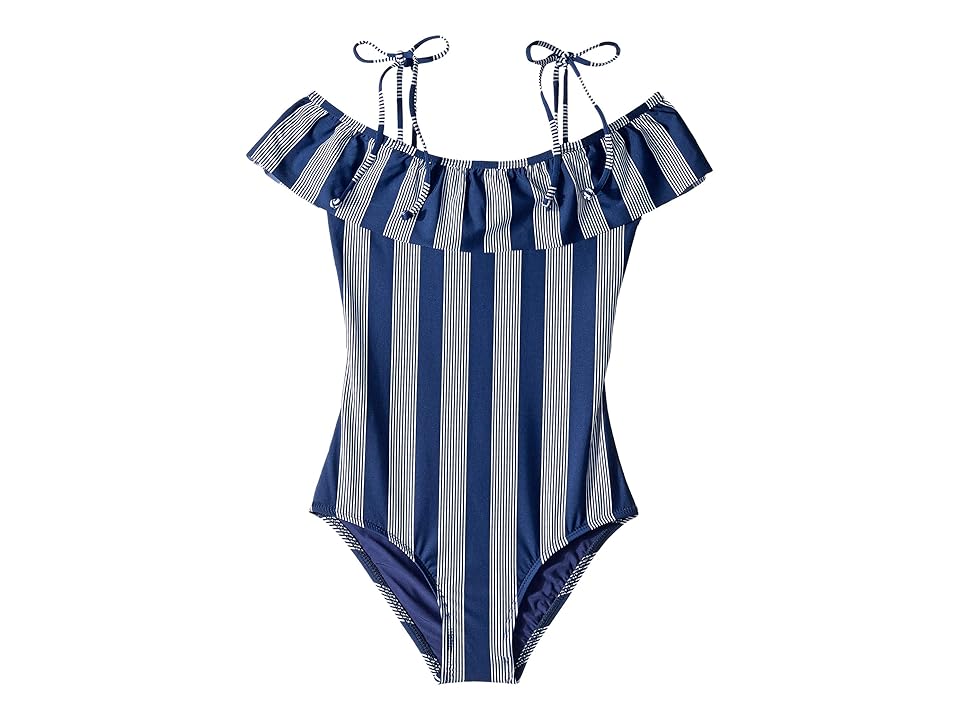 

Splendid Littles Long Lines Ruffle One-Piece (Big Kids) (Navy) Girl's Swimsuits One Piece