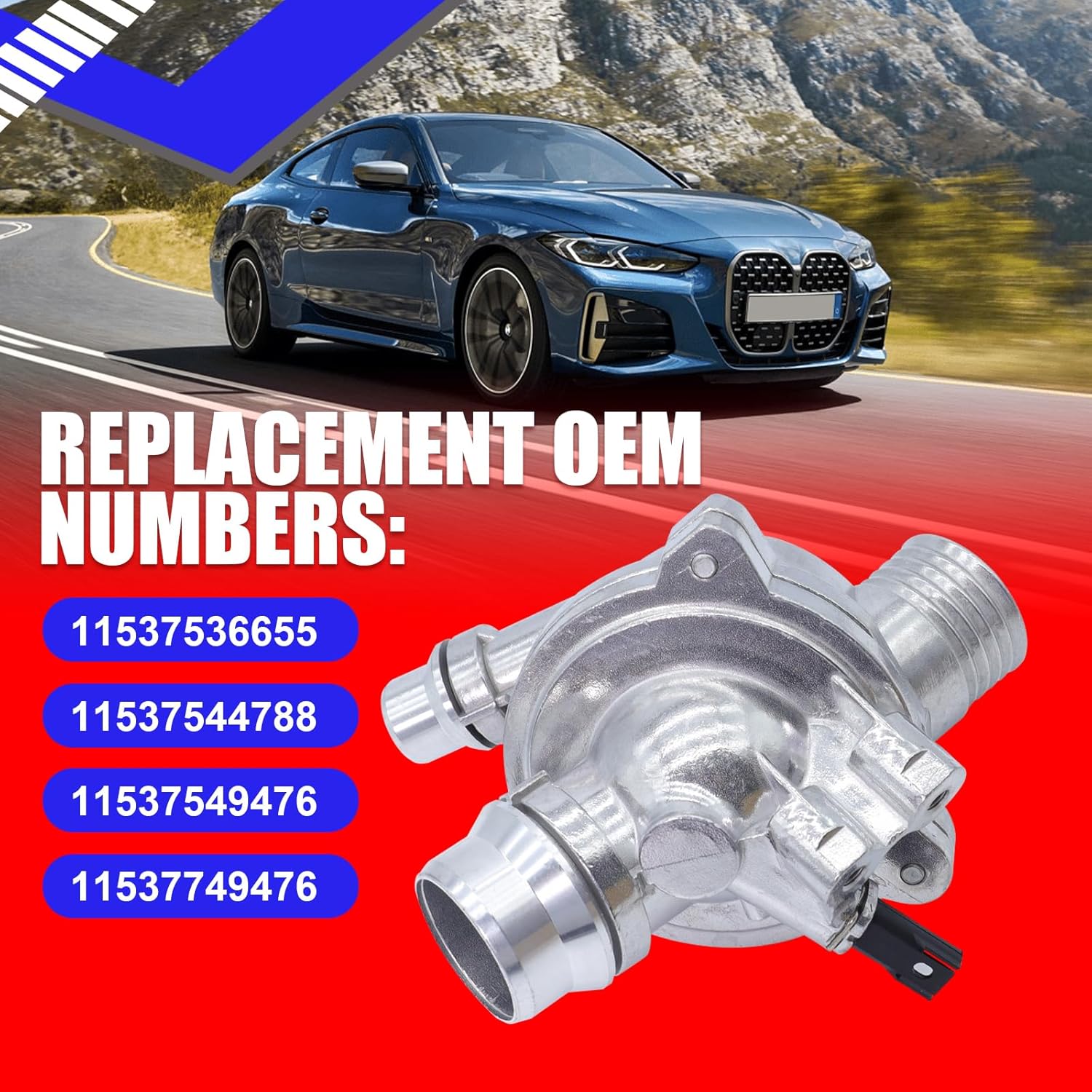 SMMS 11537549476 Aluminum Engine Coolant Thermostat Housing for BMW X3 328i 335i 325i 530i Z4 ‌135i 535i E90 E92 E60 E83 2006-2016, Water Outlet Replace OE: 11537536655