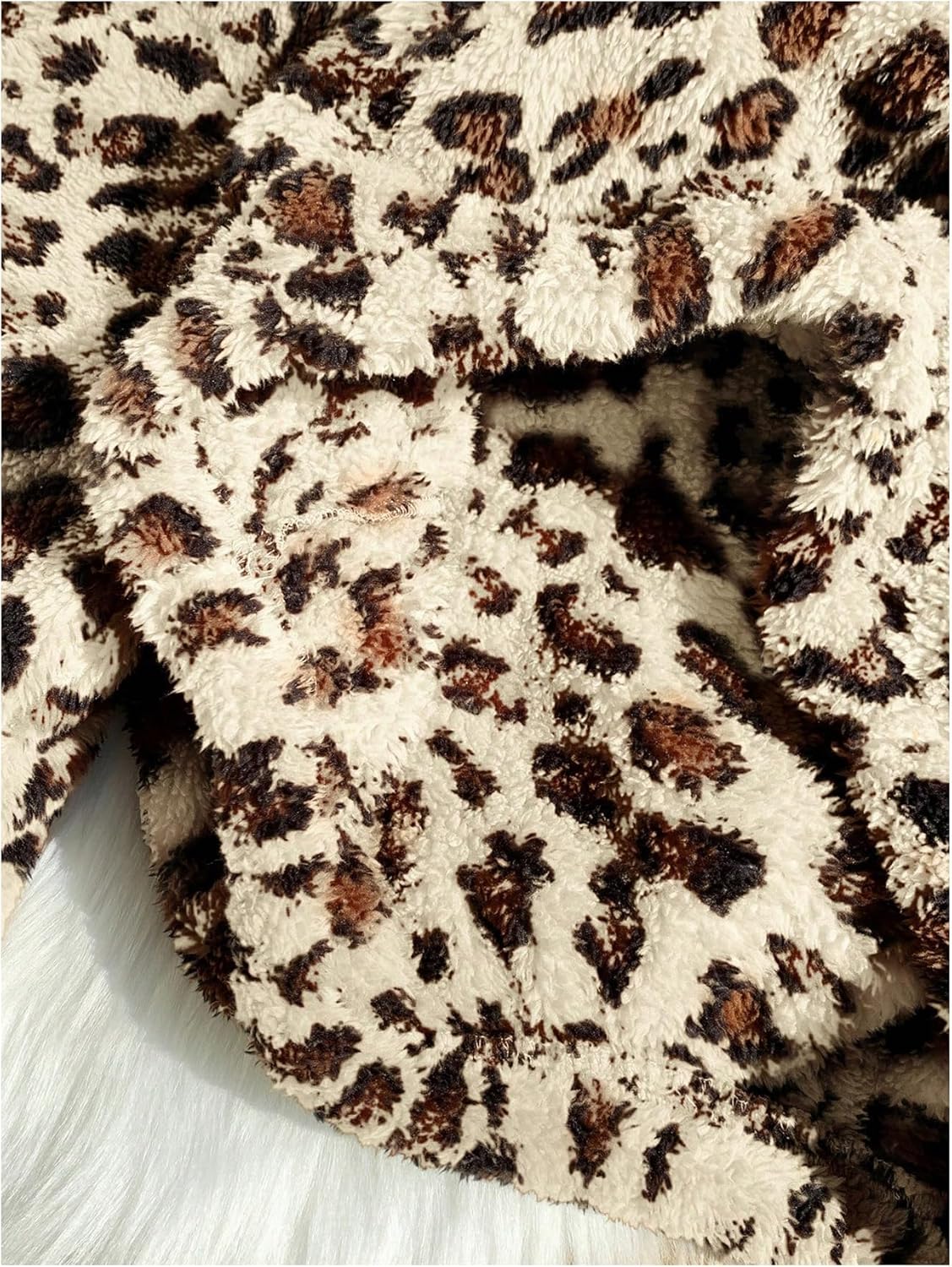 SOLY HUX Women's Leopard Fleece Sweatshirt Half Zip Mock Neck Long Sleeve Fuzzy Cropped Pullover Tops with Pocket - Image 4