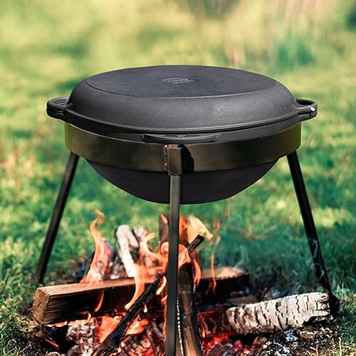 Miniatura 5 de Olla de horno holandés con tapa (18 cuartos de galón (17 litros), horno holandés de hierro fundido, juego de utensilios de cocina de hierro fundido,