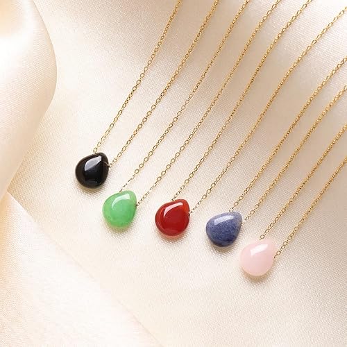 Miniatura 6 de Joxevyia Collar de lágrima de piedras preciosas para mujer, delicado collar de piedra curativa con cristales curativos, collar de lágrima natural,