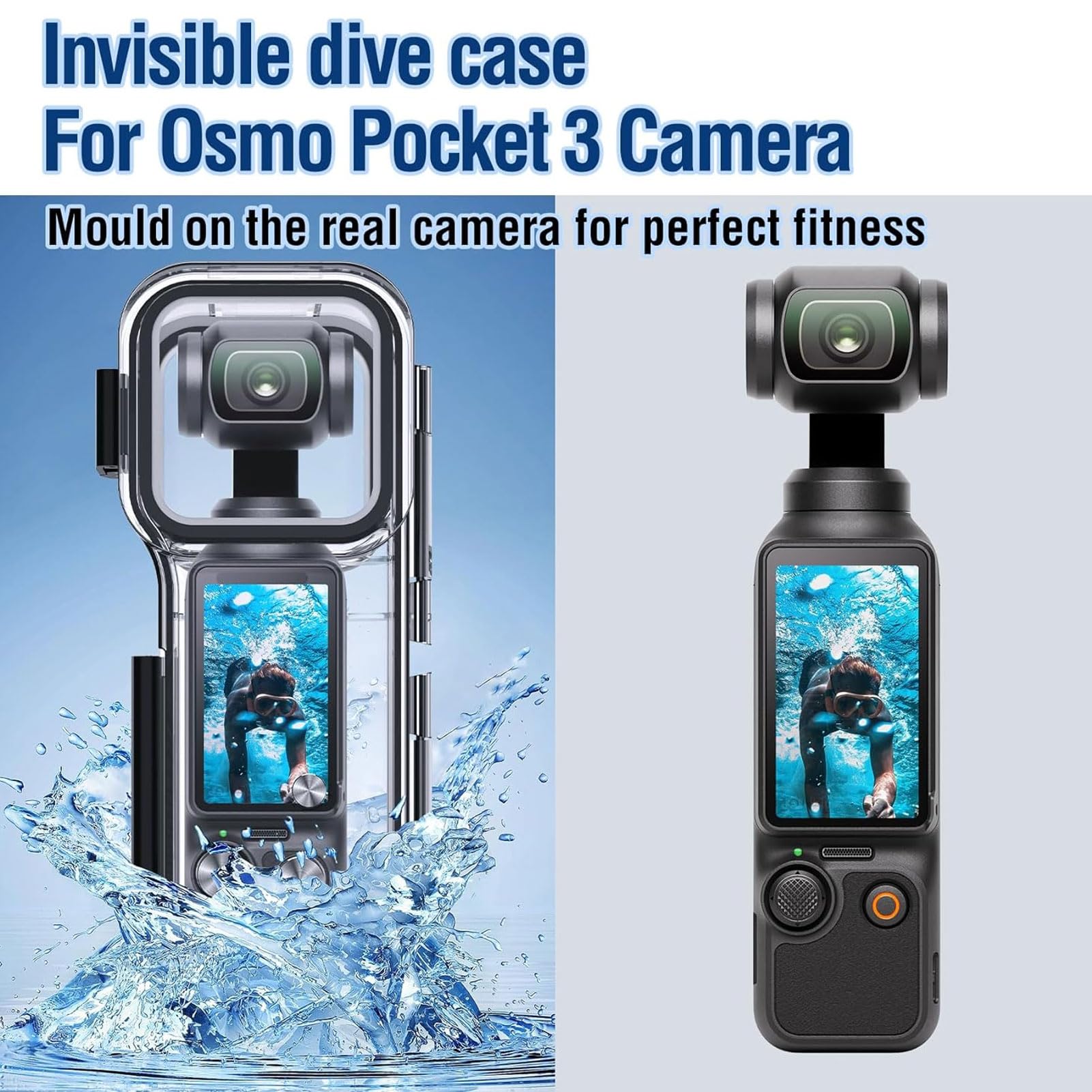 45M/148FT Waterproof Housing Case for Osmo Pocket 3, Protective Underwater Diving Housing Shell with Bracket Accessories, for Underwater Shooting, Diving, Swimming