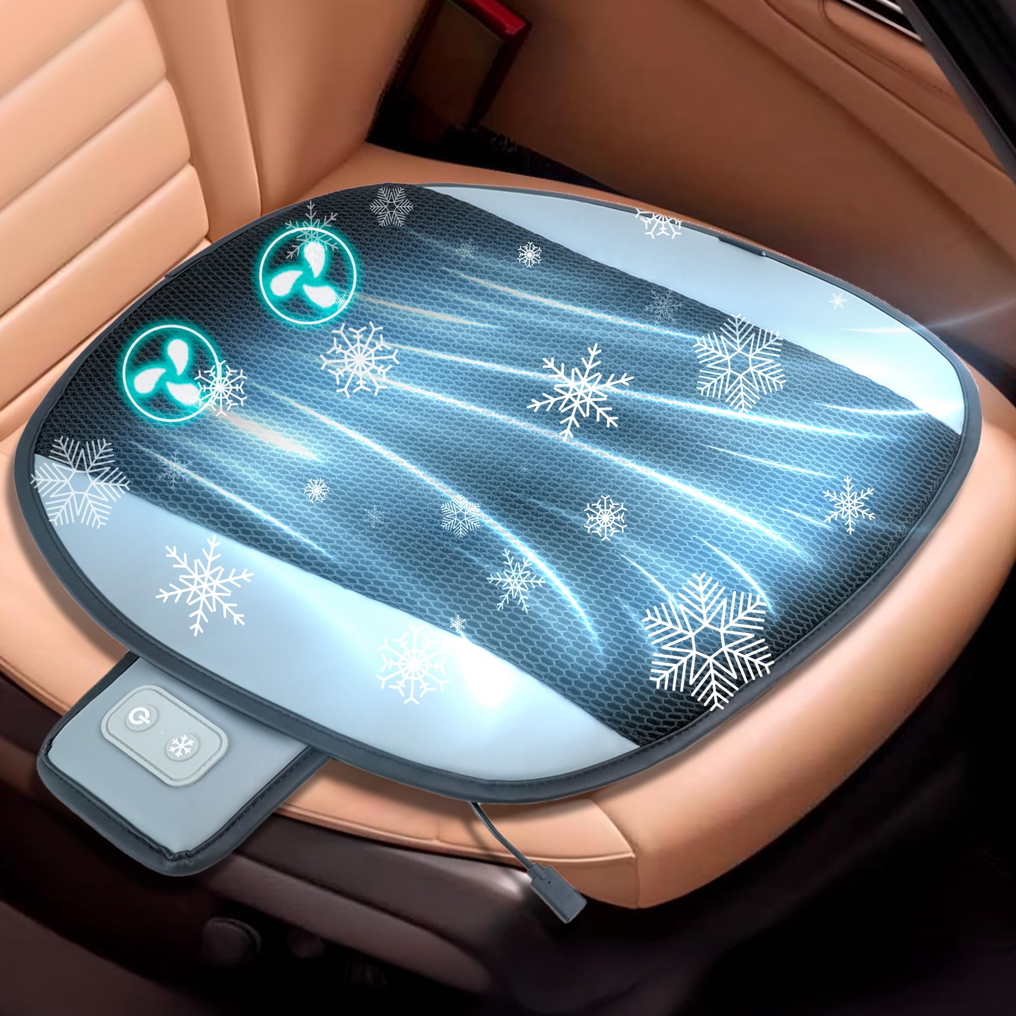 COMFIER Cooling Seat Cover for Car,Cooling Seat Cushion for Long Driving & Summer,Cooling Seat Pad with 3 Cooling Speed,Cooling Seat Cover for Car SUV Truck Universal Fit,Gifts for Dad