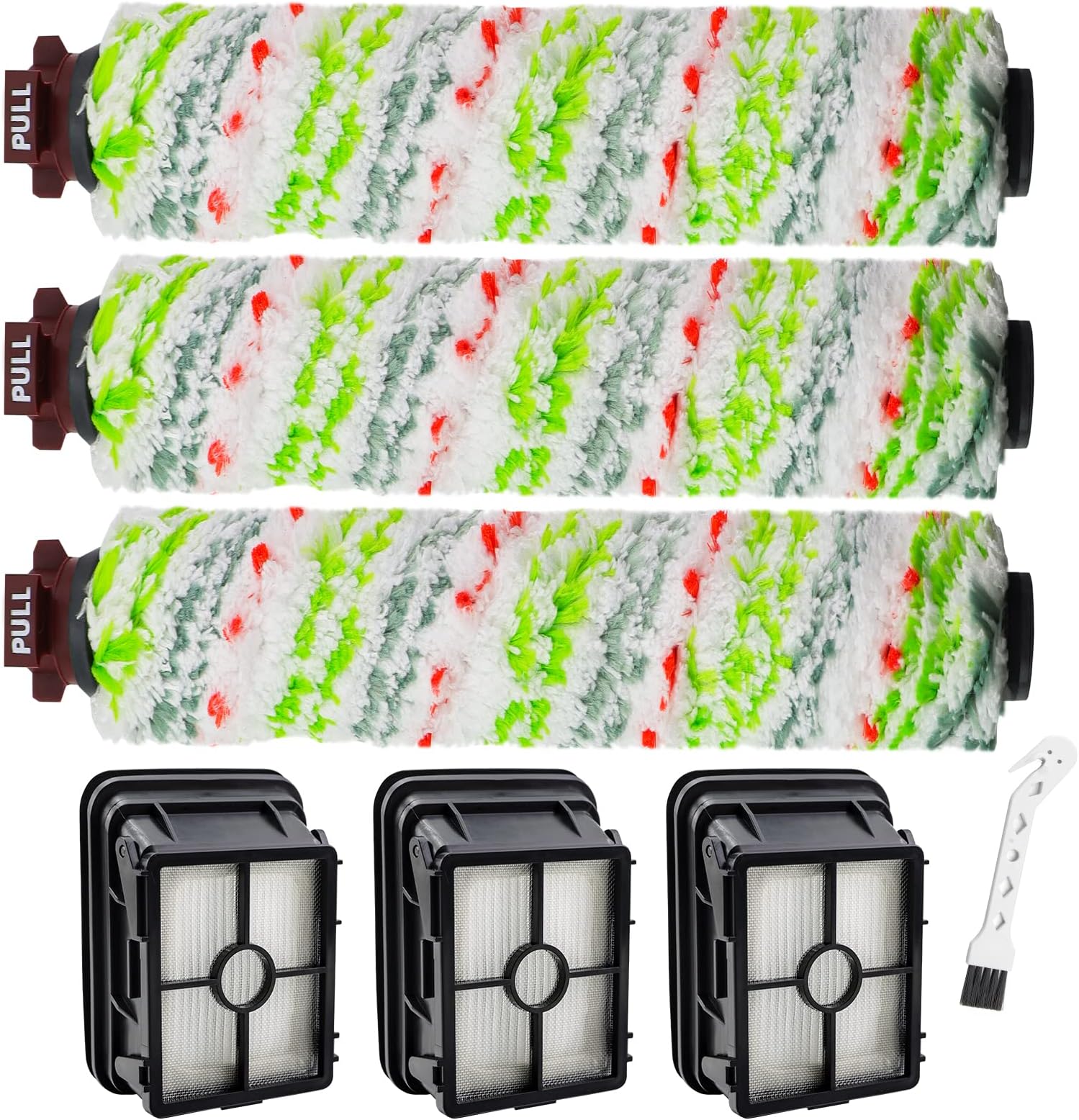 Crosswave Replacement Brush Roll & Filters 1866 Replacement for Bissel CrossWave 2306A CrossWave 1785 Series Vacuum Cleaner (Pack of 3 2460 Multi-Surface Brush Rolls & 3 Filters)
