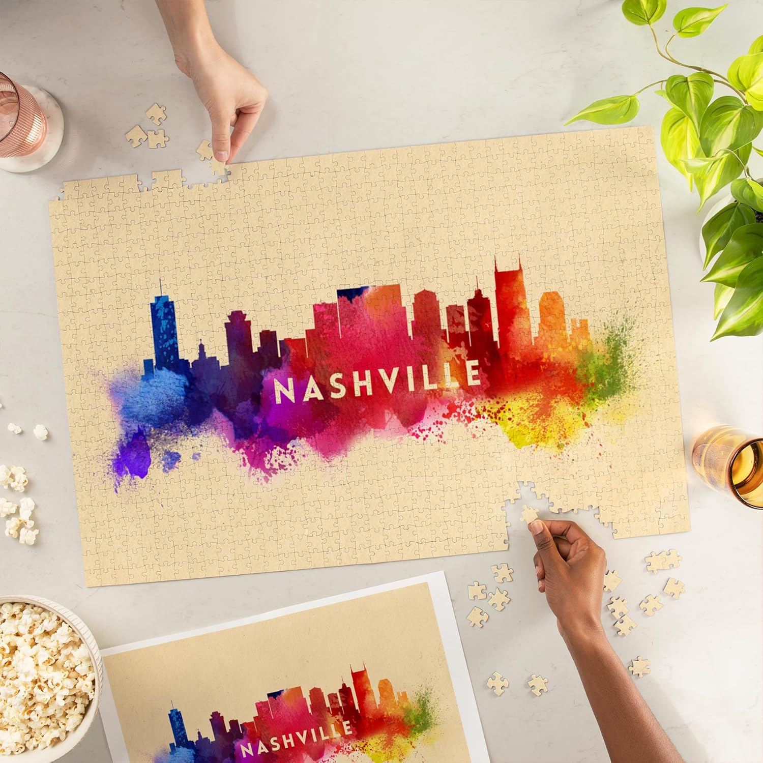Nashville, Tennessee, Skyline Abstract (1000 Piece Puzzle, Challenging Jigsaw Puzzle for Adults, Made in USA)