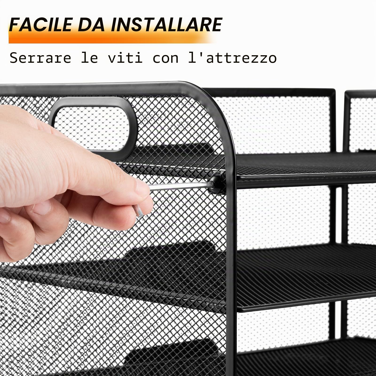 Organizer da Scrivania, Vassoio Portadocumenti a 5 Ripiani, Portadocumenti in Rete con Maniglia, Organizer per Cartelle A4, Nero