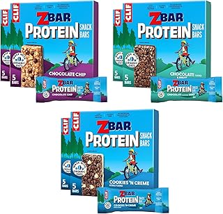 Zbar Protein - Chocolate Chip, Chocolate Mint, and Cookies 'n Creme - Variety Pack - Crispy Snack Bars - Made with Organic Oats - Non-GMO - 5g Protein - Gluten Free Protein Bars (30 Pack)
