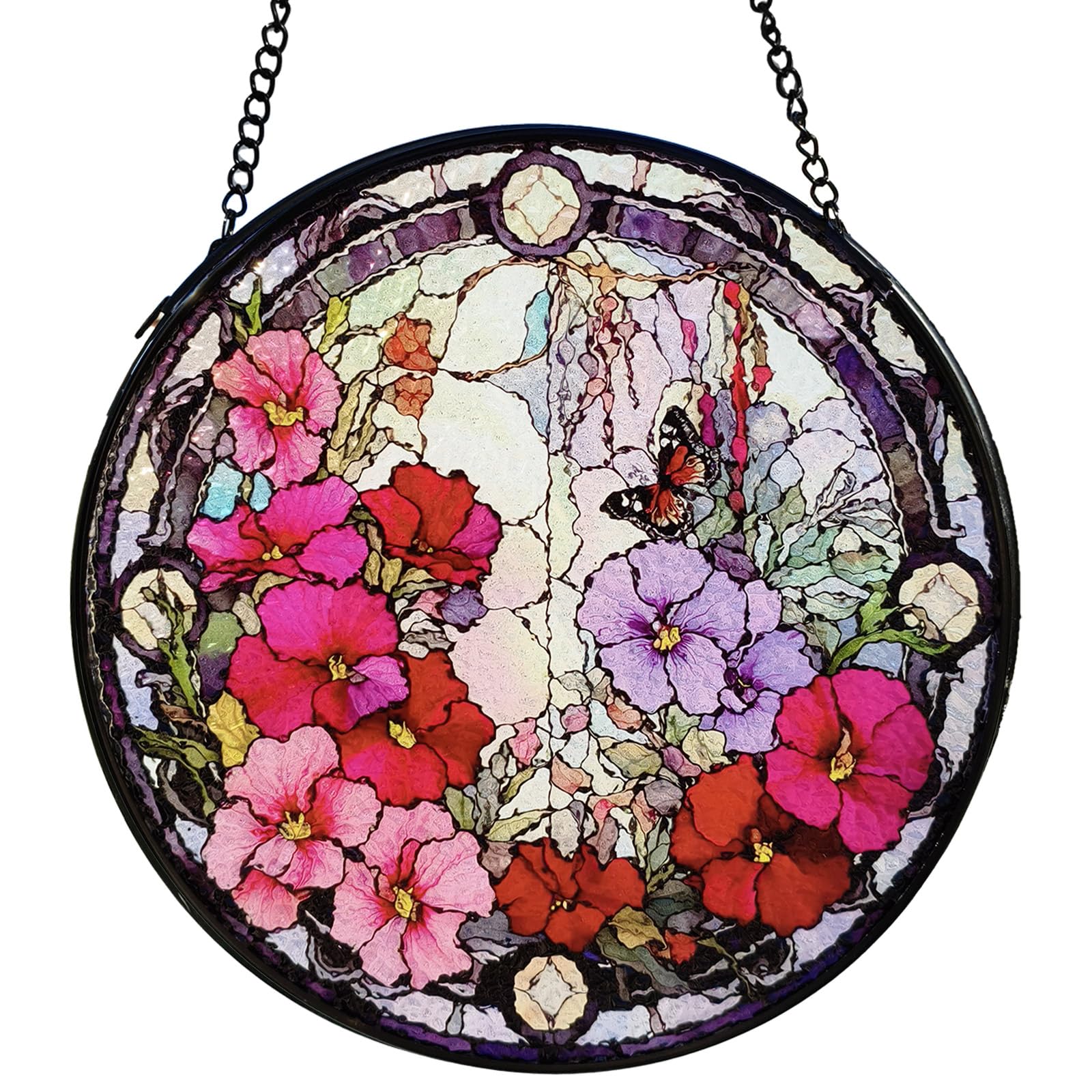 Stained Glass Window Hanging Colorful Flower Suncatcher, Floral Sun Catcher for Windows, Doors & Home Decor, Decorative Gift for Grandma, Nana, Women for Mother's Day Birthday