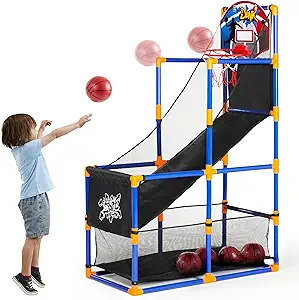 JOYIN Arcade Basketball Game Set with 4 Balls and Hoop for Kids