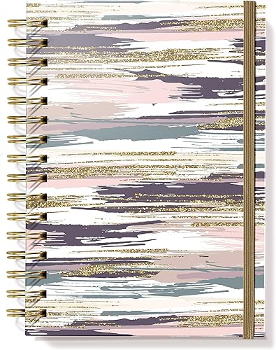 Designer Greetings, Designer Papers - Diario de tapa flexible con banda elástica, diseño elegante de pinceladas multicolor, 320 páginas (6 x 8.25