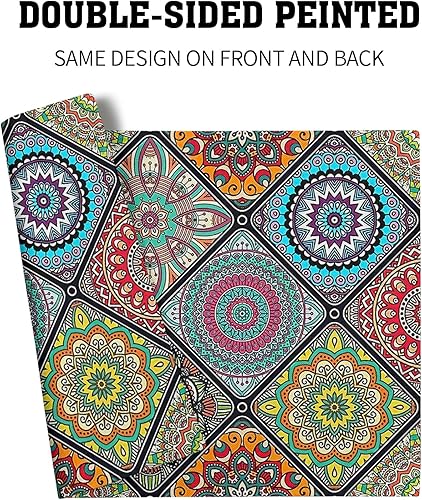 Miniatura 5 de Giwawa Juego de 4 manteles individuales con diseño tradicional étnico mexicano con cuadros geométricos, flores bohemias, lavables, juego de 4