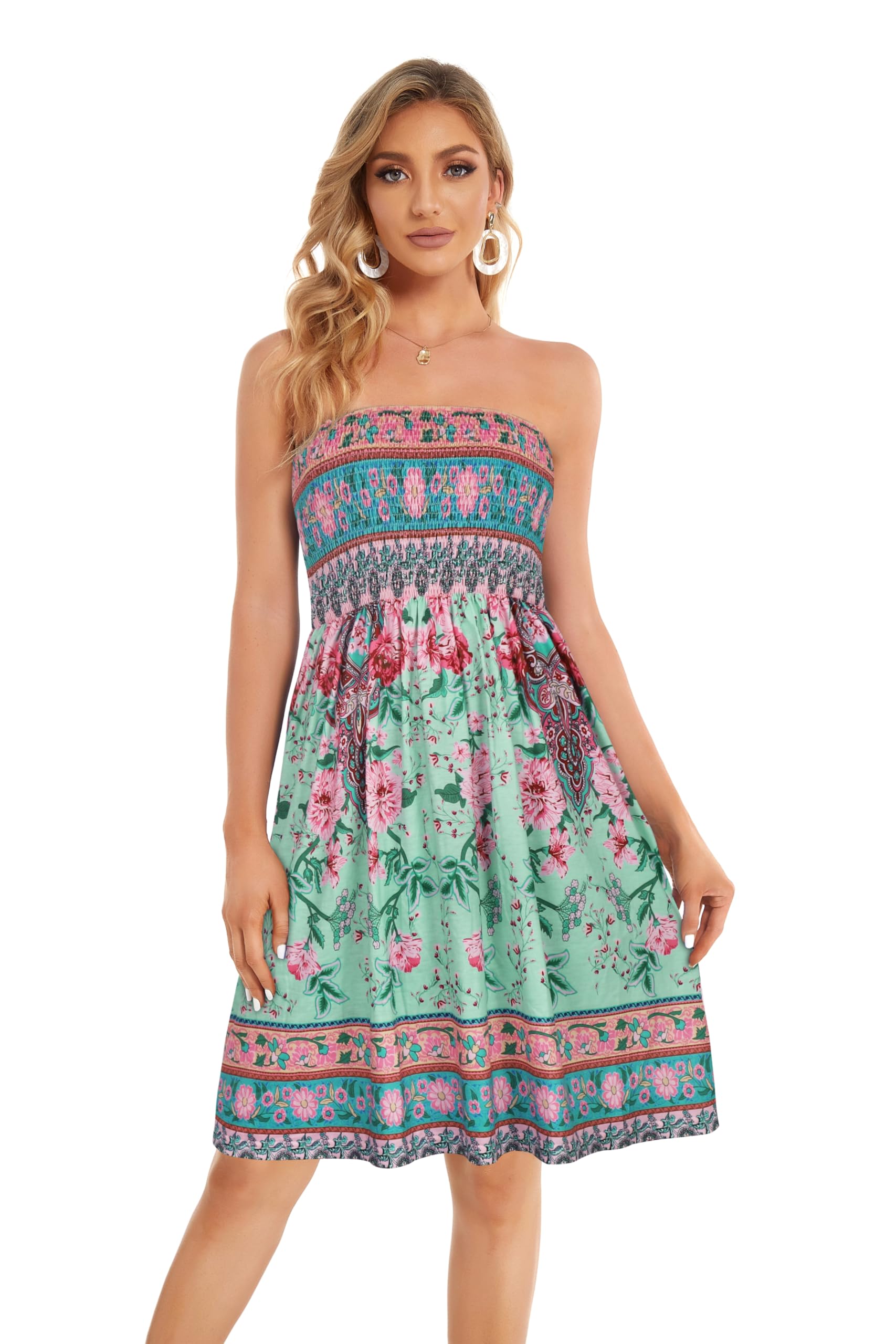 Gosunny Vestidos de verano para mujer, sin mangas, sin mangas, vestido informal estilo bandeau, elegante, vestido de playa, corto, bikini
