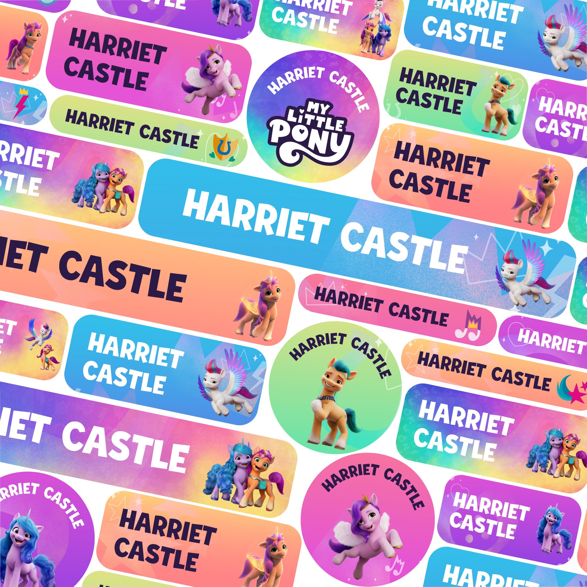 123 Name Labels for Kids No Iron Name Tags for Clothes Name Stickers for Water Bottles, School Uniform, School, Nursery, Care Homes, Washable and Dishwasher Safe for Children (My Little Pony)