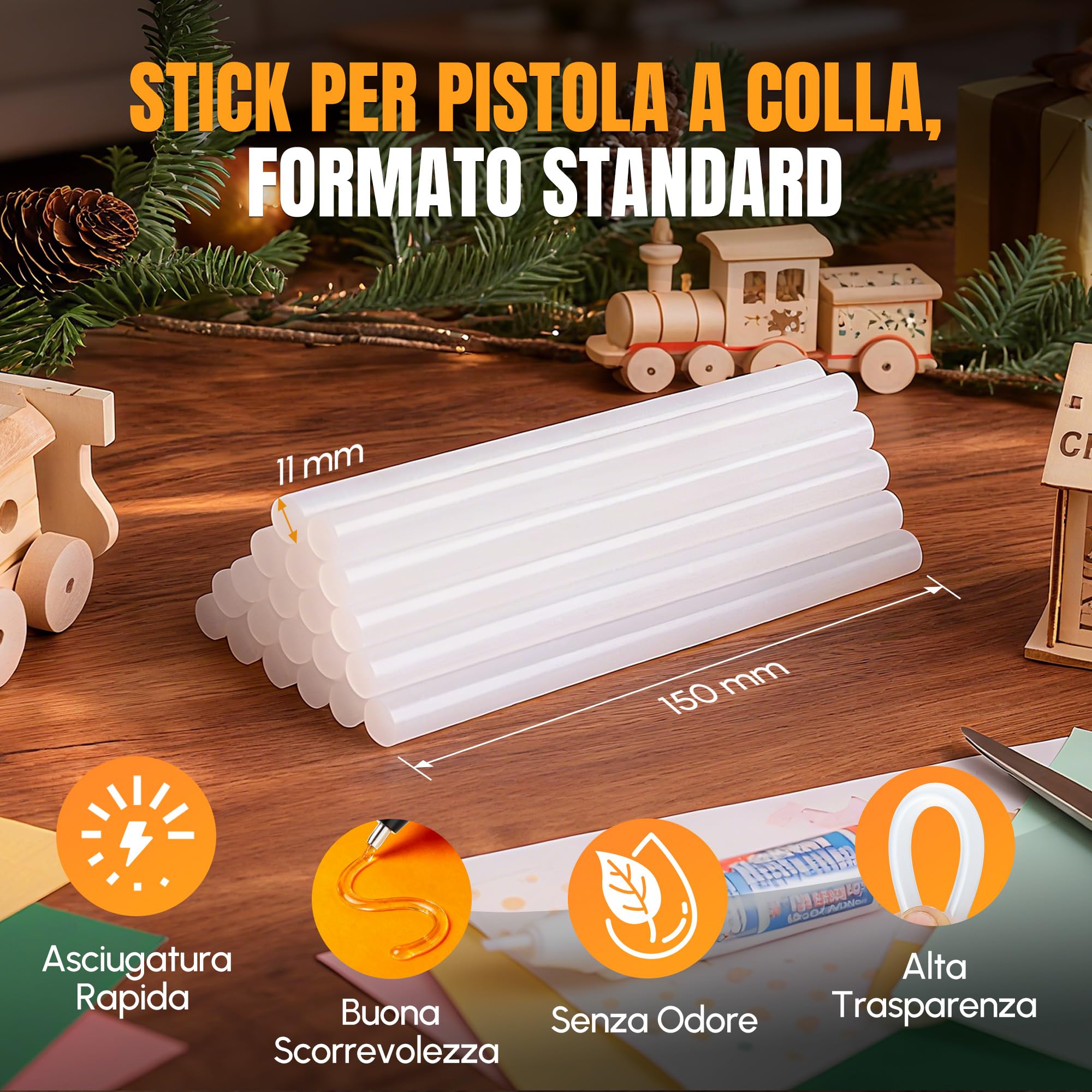 WORKPROX Pistola per Colla a Caldo Senza Fili 20V con Batteria e Caricatore, Riscaldamento Rapido e Spegnimento Automatico, Include 20 Stick Colla 11×150 mm, Ideale per Fai-da-Te e Riparazioni