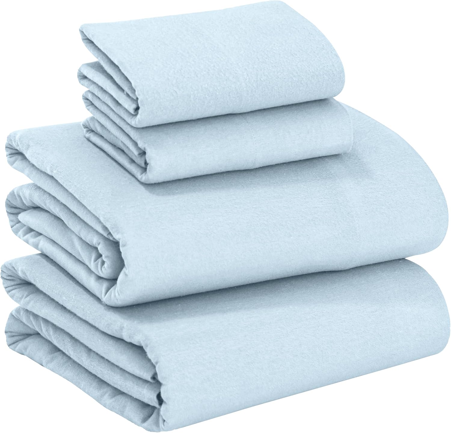 RUVANTI 100% Cotton Flannel Sheets King Size - 4 Piece Warm, Soft & Breathable, Deep Pocket, Double Brushed Cozy All Season Bedding Set, Niagra Mist