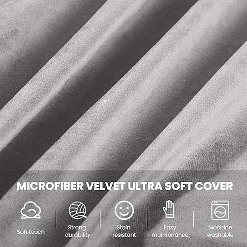 Miniatura 5 de AMERICAN CENTURY HOME Puf relleno de espuma viscoelástica de 4 pies (con taburete de pie), con reposapiés y funda de terciopelo extraíble, color