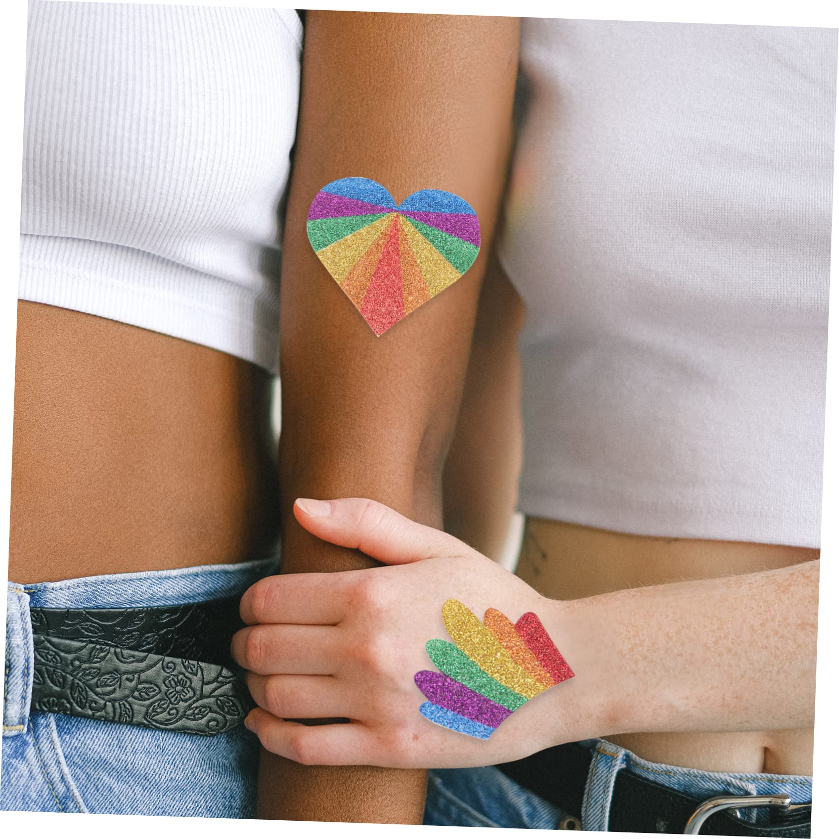 Healeved 8pezzi Adesivi Glitterati Rainbow Per Pride Day Da Decorazioni Per Viso e Corpo Per Feste e Parate Lgbtq