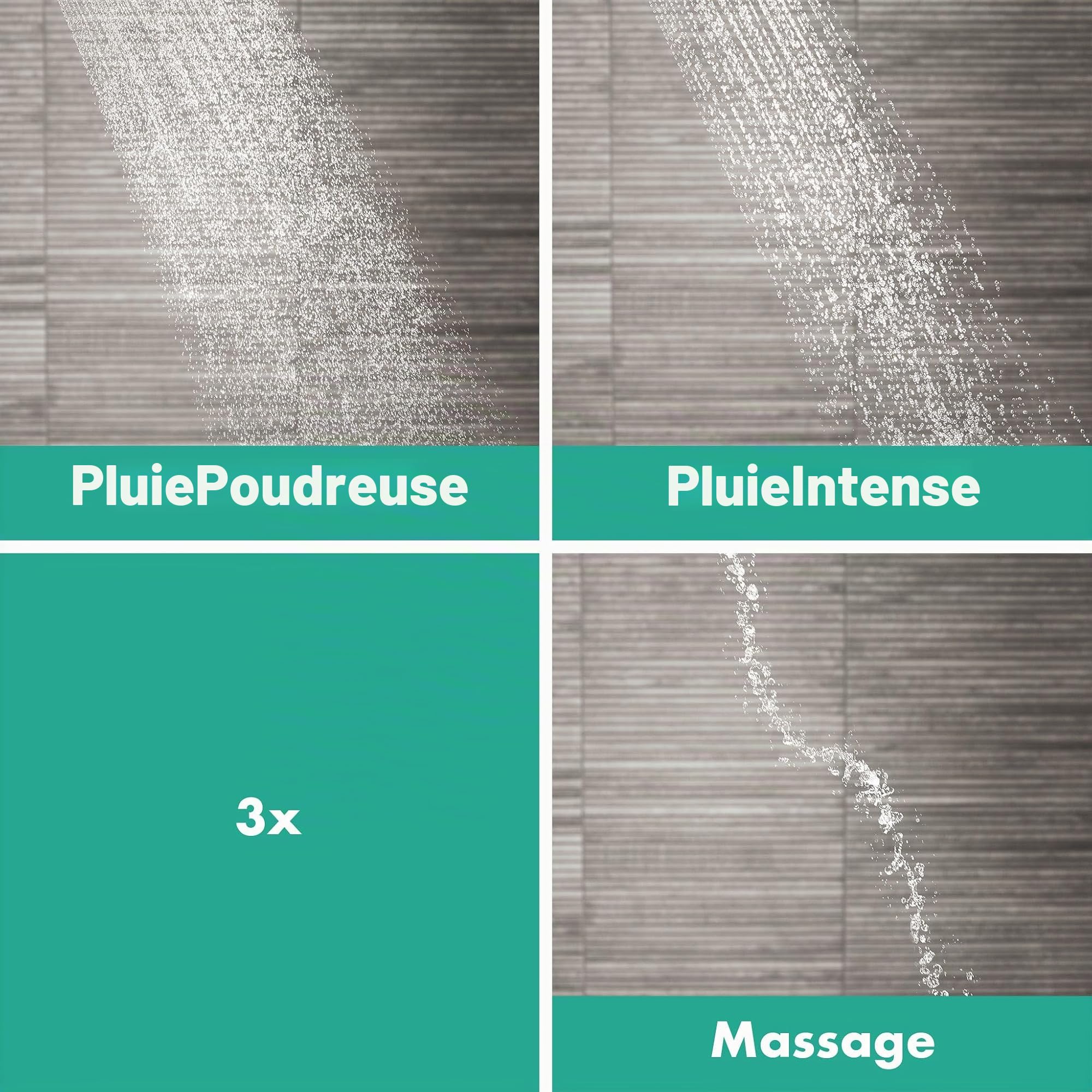 hansgrohe Pulsify S - Colonne de douche économie d'eau (EcoSmart) avec mitigeur thermostatique, douche pluie (⌀ 260mm) avec robinet, douchette, support, flexible, barre et douche de tête, Noir mat