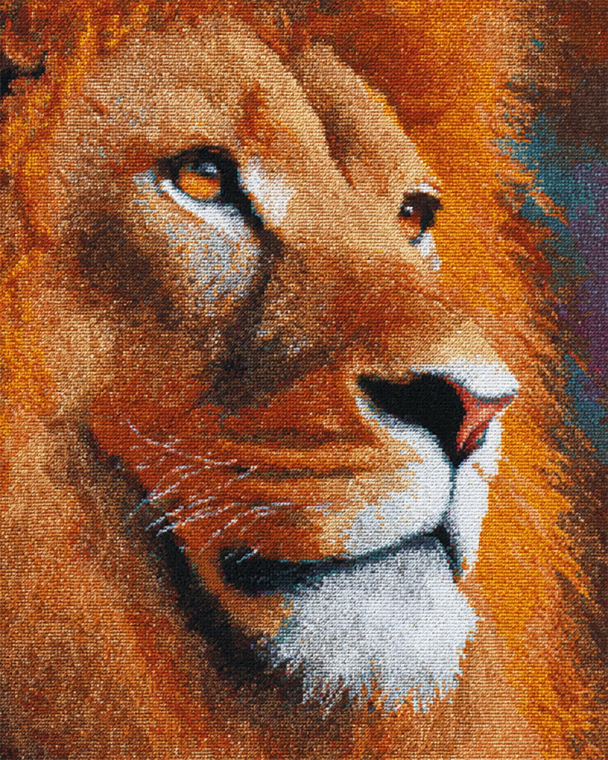 N.LANSHAN Animal Diy Création De Tapis Et Canvas Portrait De Lion Kits De Crochets À Nouer Pour La Fabrication De Tapis，Avec Motifs Imprimés Colorés Et Broderie. 55x75cm