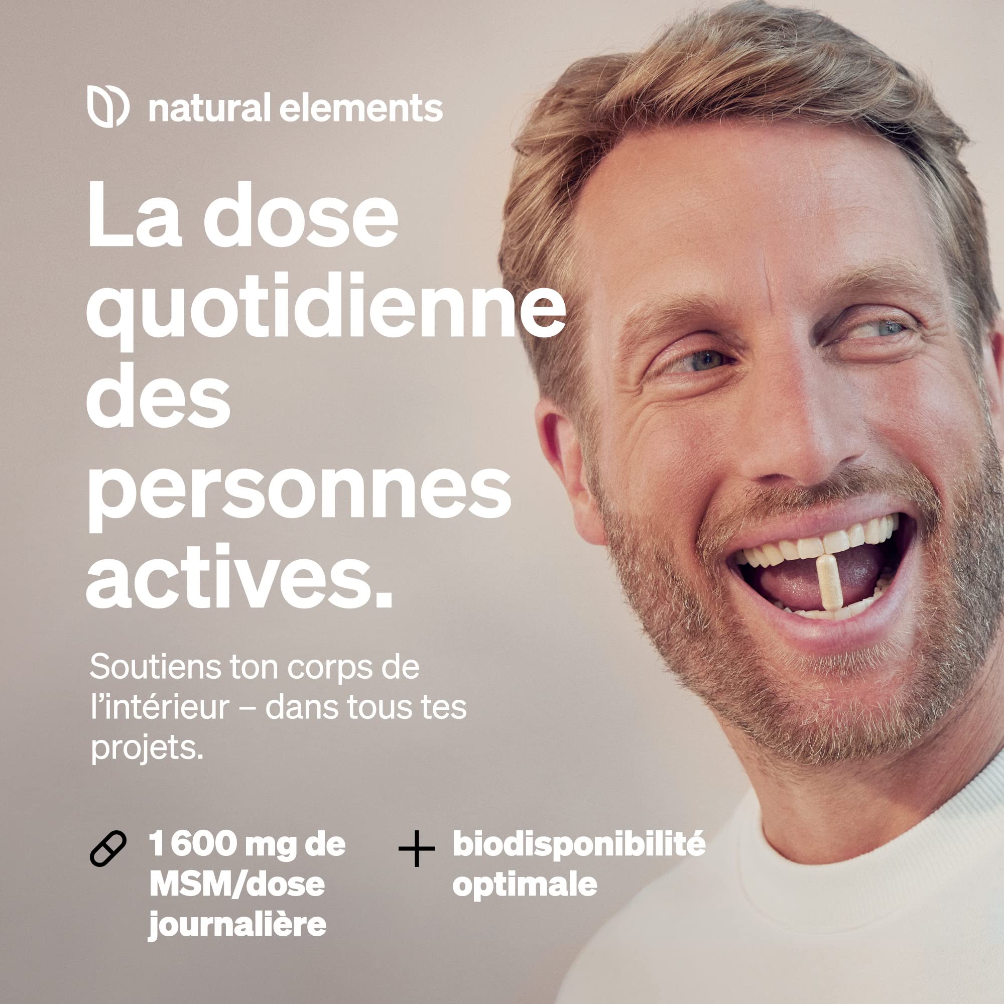 Gélules de MSM - 365 gélules végétaliennes - Testé en laboratoire - 1600mg de poudre de méthylsulfonylméthane (MSM) par dose journalière - Sans additifs, Hautement dosé